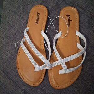 Palms Brand White Rhinestone Sandals/Flip Flops, Women's Size 8 NWT